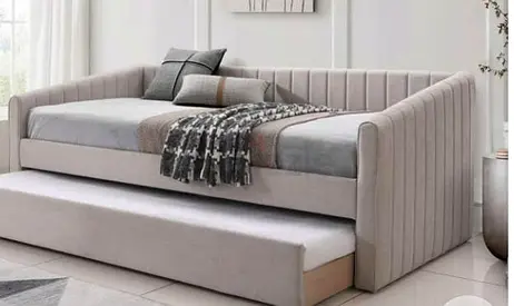 Elegant Grey Daybed with Pull-Out Drawer