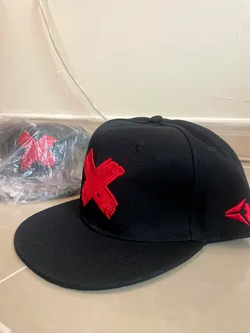 Stylish Black Cap with Red Logo