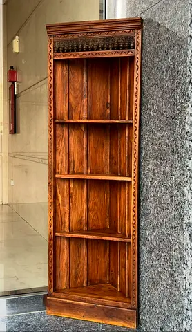 Corner bookcase solid wood- display shelves