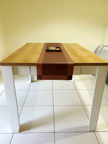 Wooden Dining Table with White Legs