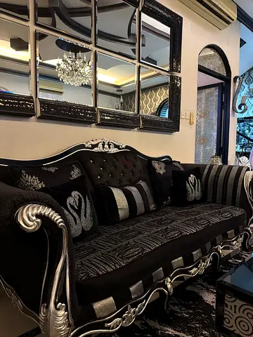 Elegant Black and Silver Sofa