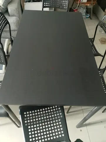 Dining Set - Black Table with 6 Chairs- Black SANDSBERG Table with 6 ADDE Chairs