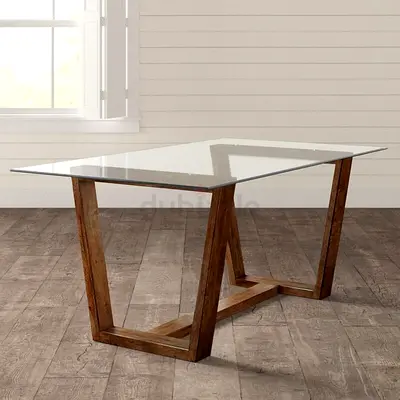 Tailor-Made Dining Tables with glass Top and Solid Wood Base