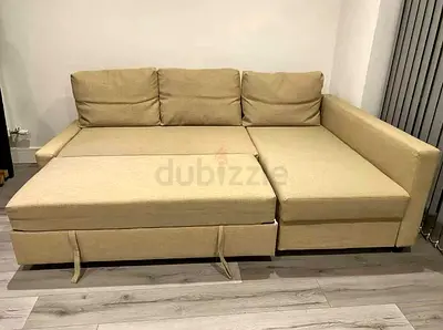 Compact Corner Sofa Bed in Beige