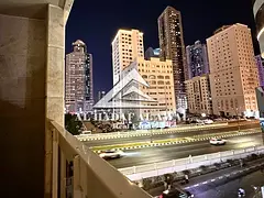 One bedroom and living room in Al Majaz, Al Qasba area, with balcony and 2 bathrooms. Rent 4000, sec