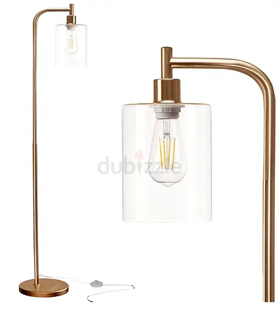 Modern Glass and Gold Floor Lamp