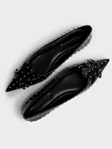Marc Jacob’s Stylish Black Flats with Studded Design 8 US
