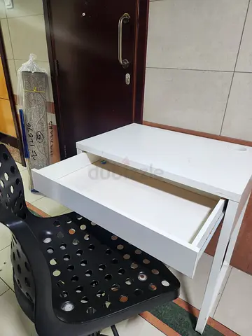 Compact White Study Table with chair from ikea