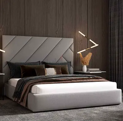 Modern Bed with Stylish Headboard