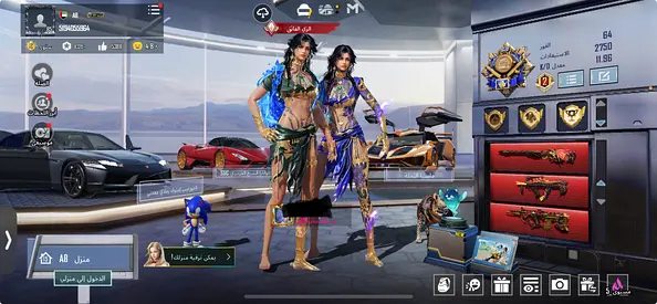 Gaming Setup Screenshot featuring Characters ببجي