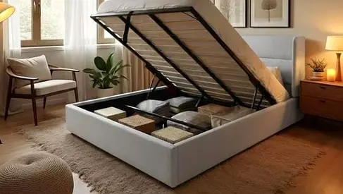 Gray colour 160*200 queen bed with hydrulic storage