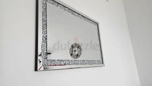 Elegant Rectangular Mirror with Sparkling Frame 90×60 cm