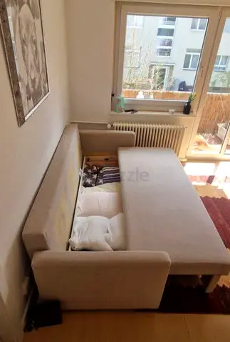 3-Seater Convertible Sofa Bed (Beige) – Soft cushions and a smooth pull-out mechanism make it ideal