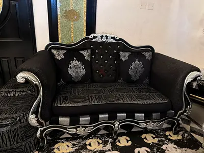 Elegant Black and Silver Sofa