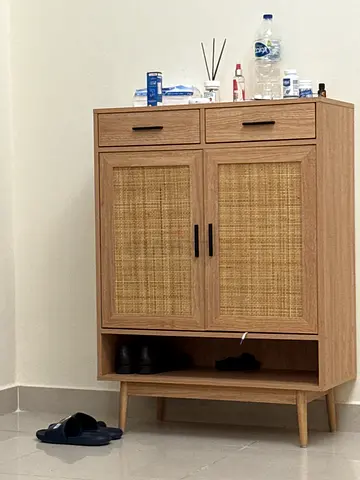 wooden entryway cabinet
