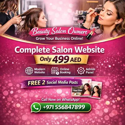 Beauty Salon Website with Online Booking  Admin Panel – 499 AED