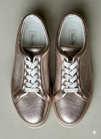Weekend Max Mara Rose Gold Metallic Leather Sneakers - Size 38