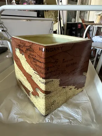 Vintage Decorative Map Box vase