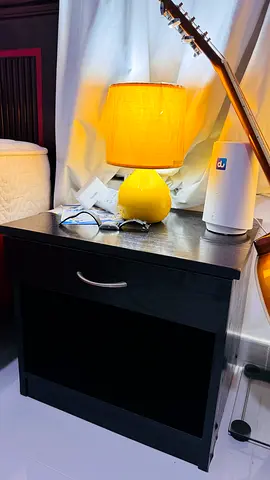 Modern Black Side Table with Lamp