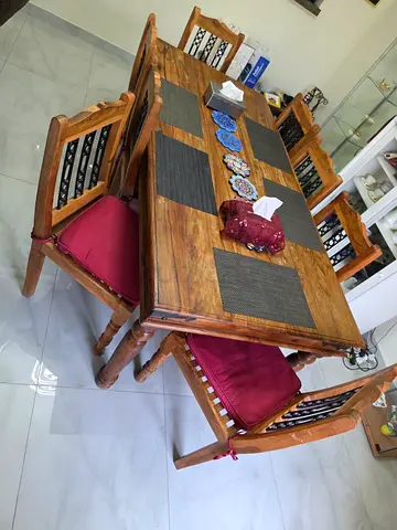 Solid Wood Dining Table with Chairs