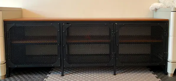 IKEA Industrial Style TV Cabinet with Mesh Doors