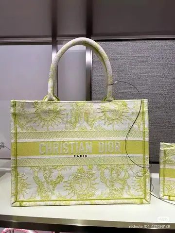 Christian Dior Yellow middle Tote Bag