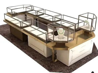 Modern U-Shaped Luxury Jewelry Display Kiosk
