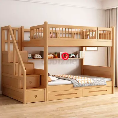 Stylish Wooden Bunk Bed with Stairs for sale