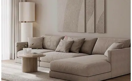 Modern L-Shaped Sofa with Accent Pillows