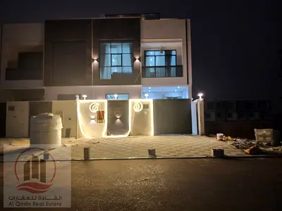For sale, a villa in Ajman Al Helio, 5 master rooms, a Majles room, a hall, and a maid’s room, freehold for all nationalities