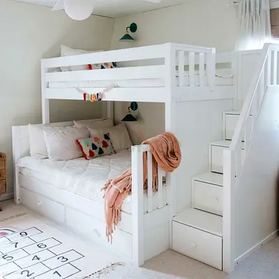 Stylish White Bunk Bed for Kids