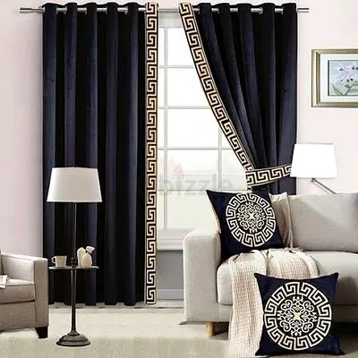 Elegant Black Curtains with Decorative Trim