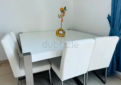 Modern Dining Table Set with White Chairs