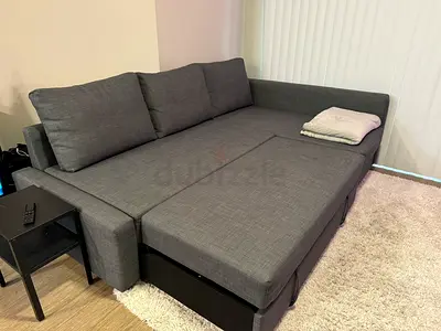 Modern Gray Sectional Sofa with Bed Feature