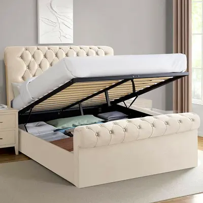 Beige colour 180*200 king size bed with hydrolic storage