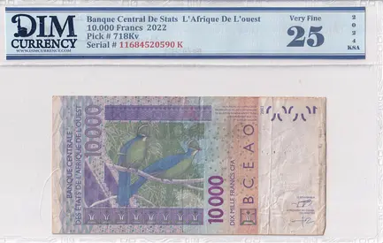 West African states Banknote 10000 francs 2022 DIM 70 AED