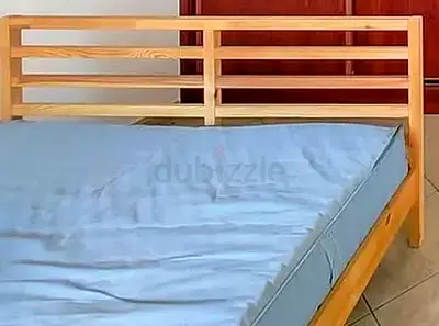 IKEA double bed with removable mattress cover and mattress for sale