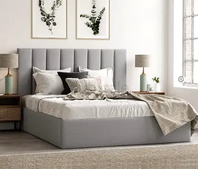Brand new velvet fabric  Grey Bed Frame with Soft Headboard
