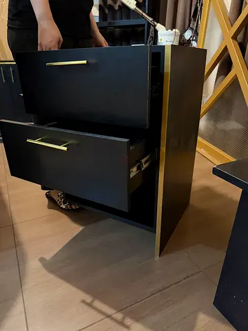 Wall Modern Black Cabinet with Gold Accents