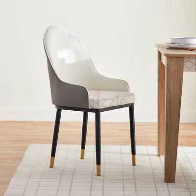 4 Stacia Dining Chair - White  Grey - Free Cover - Dark Grey