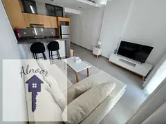 STUDIO WITH SEPARATE ROOM AND FURNITURE AVAILABLE FOR RENT IN AL MAMSHA WITH KITCHEN APPLIENCES GYM,
