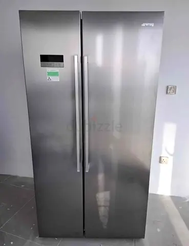 Latest Model Smeg Side By Side Fridge Freezer with Digital Clock Stainless Steel Body