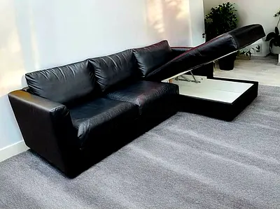 IKEA vimle black leather L Shape sofa bed with mattress