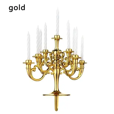 / Candel holder  with candle  new / gold color