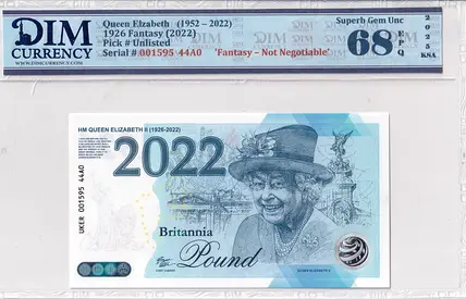 Queen Elizabeth II “Britannia Pound” Fantasy Banknote (2022)  3 Piece DIM 400 AED