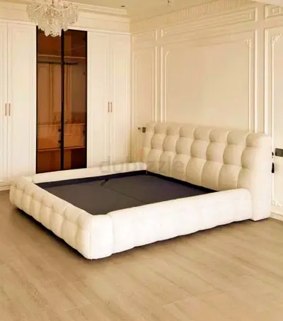 Stylish White Tufted Bed Frame
