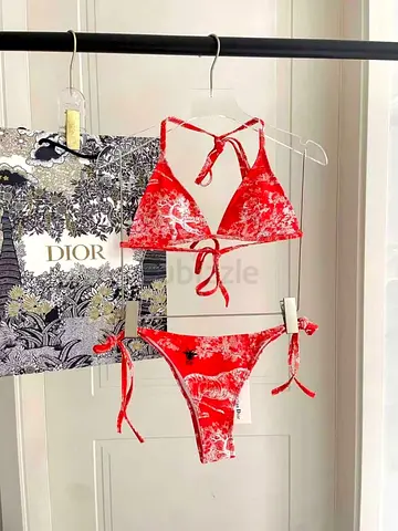Dior Red Floral Bikini Set