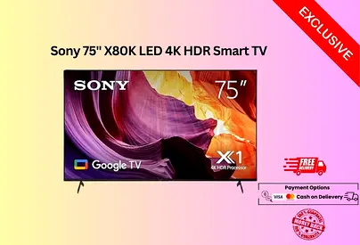 Sony 75 inches LED 4K HDR Smart TV with Google TV 75X80K-FREE Delivery-Warranty