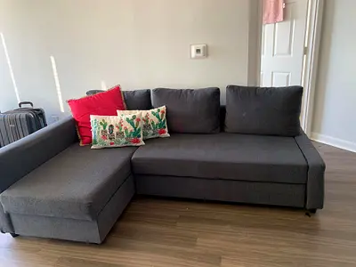 Comfortable Grey Sectional Sofa bed with Cushions