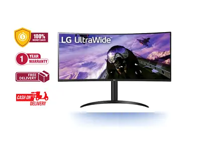 LG 34 Inch Brand New Curved UltraWide QHD 1440P HDR Free Monitor, 160Hz RR 34WP65C-B - Free Delivery